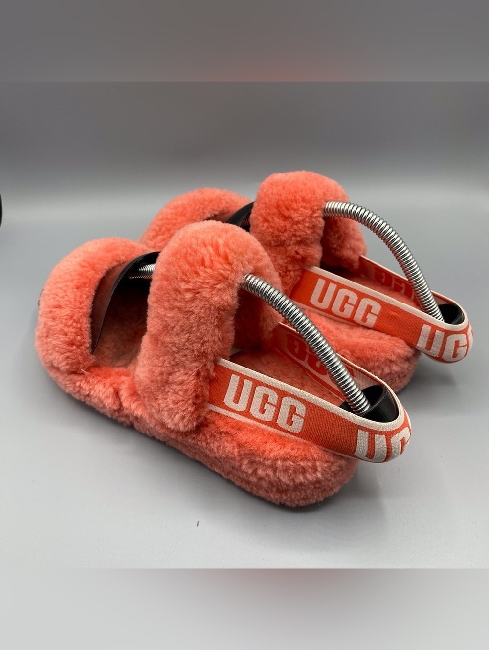 UGG Coral Sheepskin Fluff Slide Sandals - Picture 3 of 4